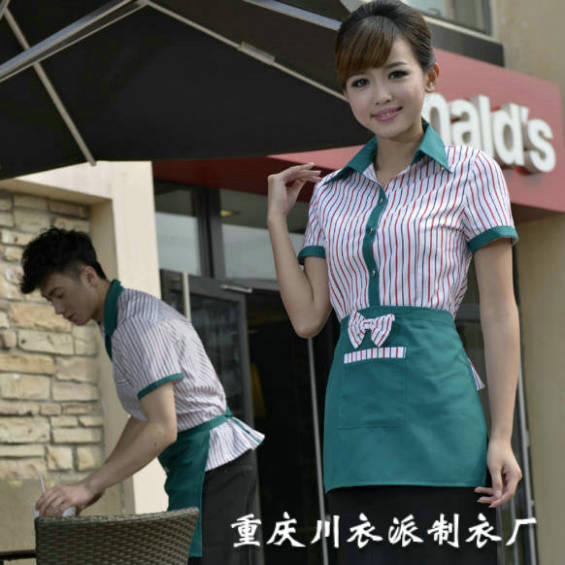 酒店工作服夏装女 西餐厅服务员服装短袖 火锅店餐饮服务员制服